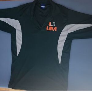 Miami Hurricanes Polo Shirt Green UM Collared NCAA OVB Men Large